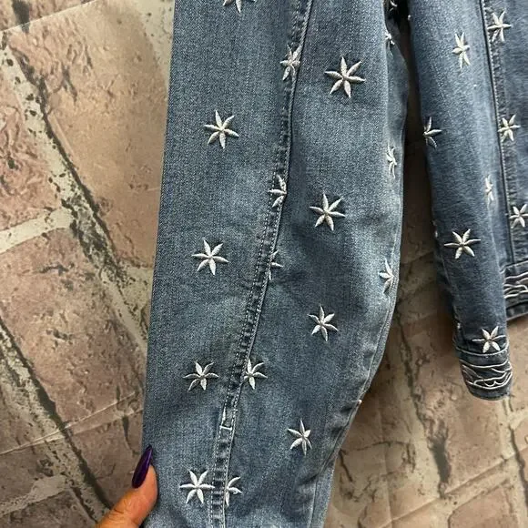 Coldwater Creek Stars Women Washed Blue Jean Jacket Button-Down Size Large - Picture 8 of 10